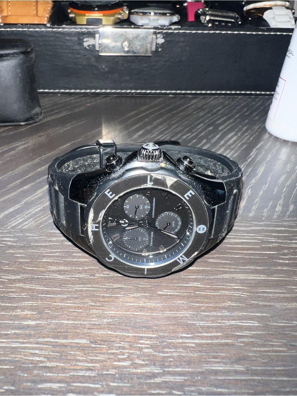 Men's Black Chronograph Sport Watch - Casual Everyday Style